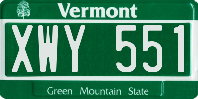 VT license plate XWY551