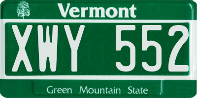 VT license plate XWY552