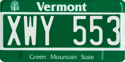 VT license plate XWY553