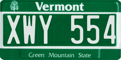 VT license plate XWY554