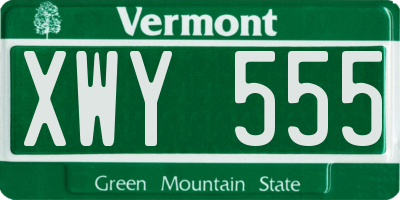 VT license plate XWY555