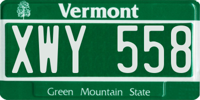 VT license plate XWY558