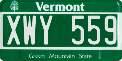VT license plate XWY559
