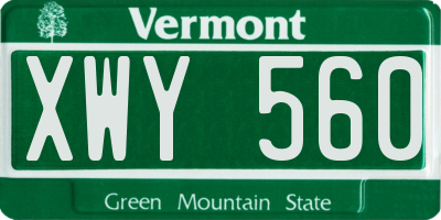 VT license plate XWY560