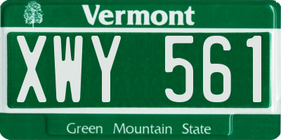 VT license plate XWY561