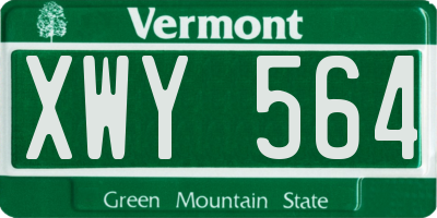 VT license plate XWY564