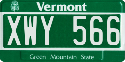 VT license plate XWY566