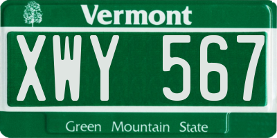 VT license plate XWY567