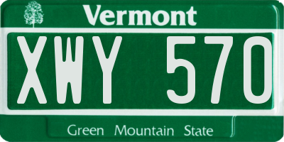 VT license plate XWY570