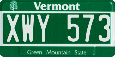 VT license plate XWY573