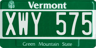 VT license plate XWY575