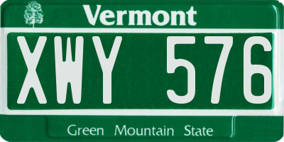 VT license plate XWY576
