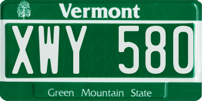 VT license plate XWY580