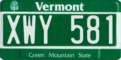 VT license plate XWY581
