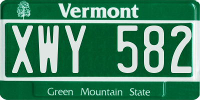 VT license plate XWY582