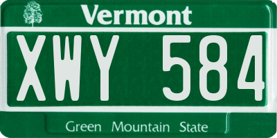 VT license plate XWY584