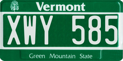 VT license plate XWY585