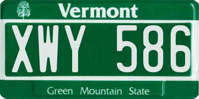VT license plate XWY586