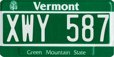 VT license plate XWY587