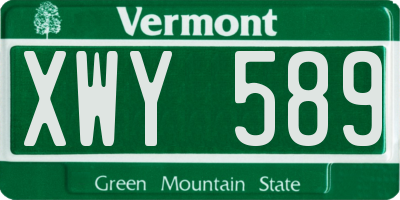 VT license plate XWY589