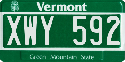 VT license plate XWY592