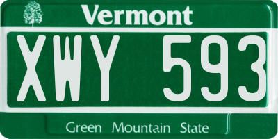 VT license plate XWY593
