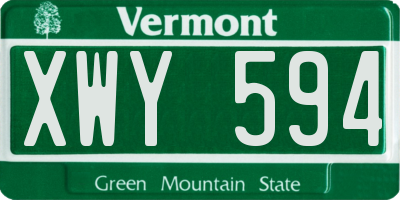 VT license plate XWY594