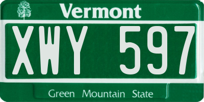 VT license plate XWY597