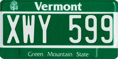 VT license plate XWY599