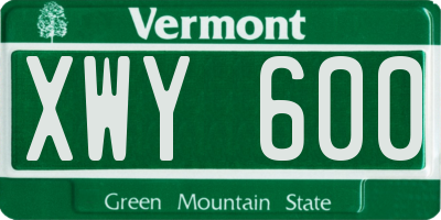 VT license plate XWY600