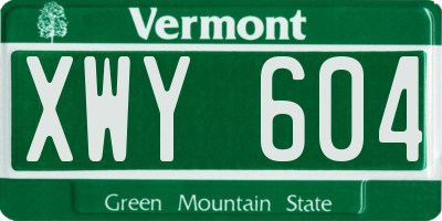 VT license plate XWY604