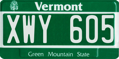 VT license plate XWY605