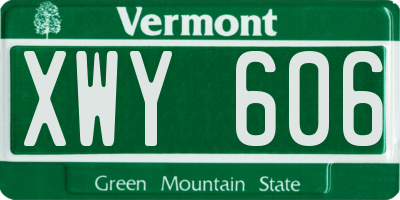 VT license plate XWY606