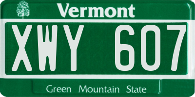 VT license plate XWY607