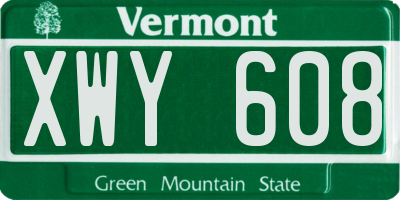 VT license plate XWY608