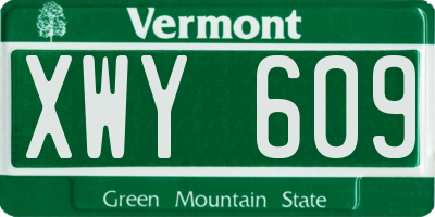 VT license plate XWY609