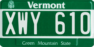 VT license plate XWY610