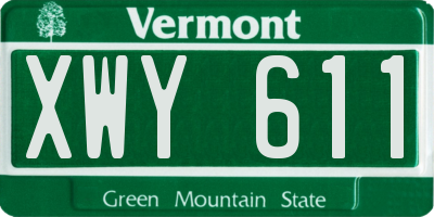 VT license plate XWY611