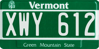 VT license plate XWY612