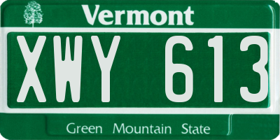 VT license plate XWY613