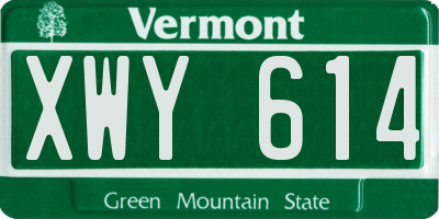 VT license plate XWY614