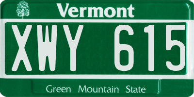 VT license plate XWY615