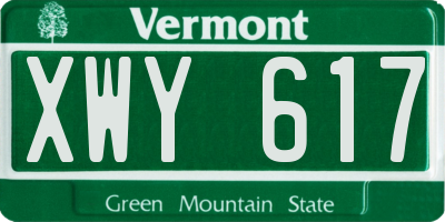 VT license plate XWY617