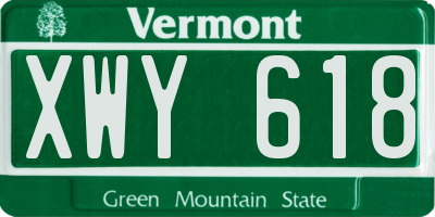 VT license plate XWY618