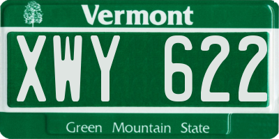 VT license plate XWY622