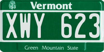 VT license plate XWY623