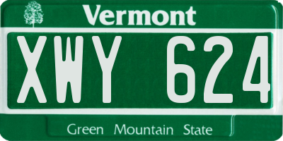 VT license plate XWY624