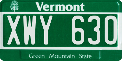 VT license plate XWY630