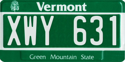 VT license plate XWY631