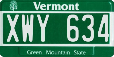 VT license plate XWY634